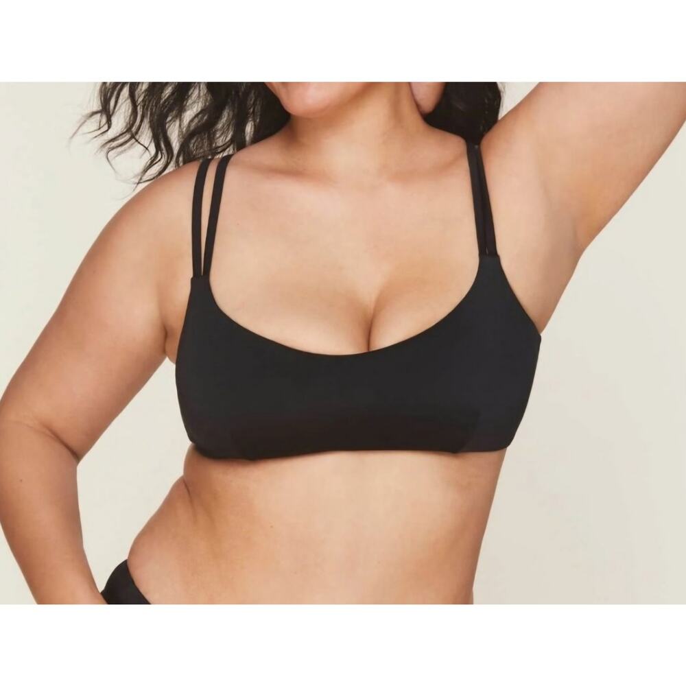 Andie The Rockaway Top Bikini Bathing Suit Black Adjustable straps- sz M- NWT!